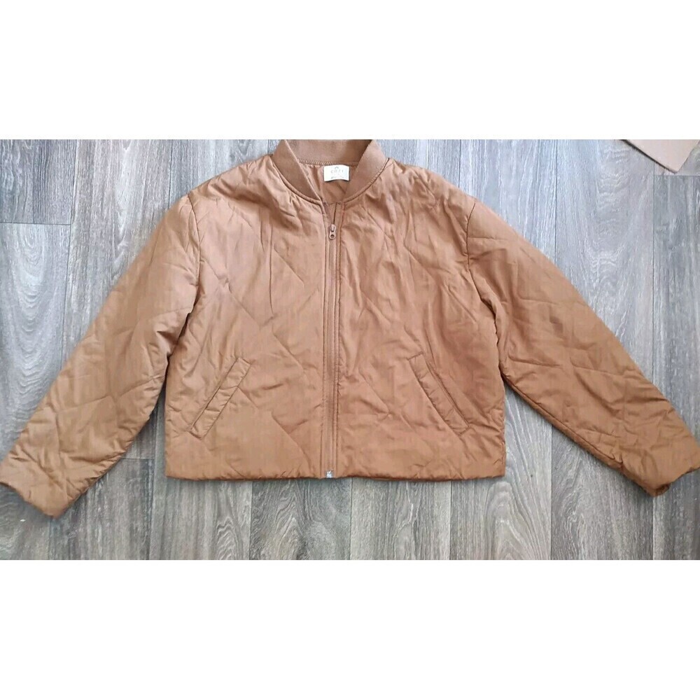 Cozi Puffer Jacket Women Size Large Lightweight Brown Full Zip Bomber Style - Picture 2 of 8